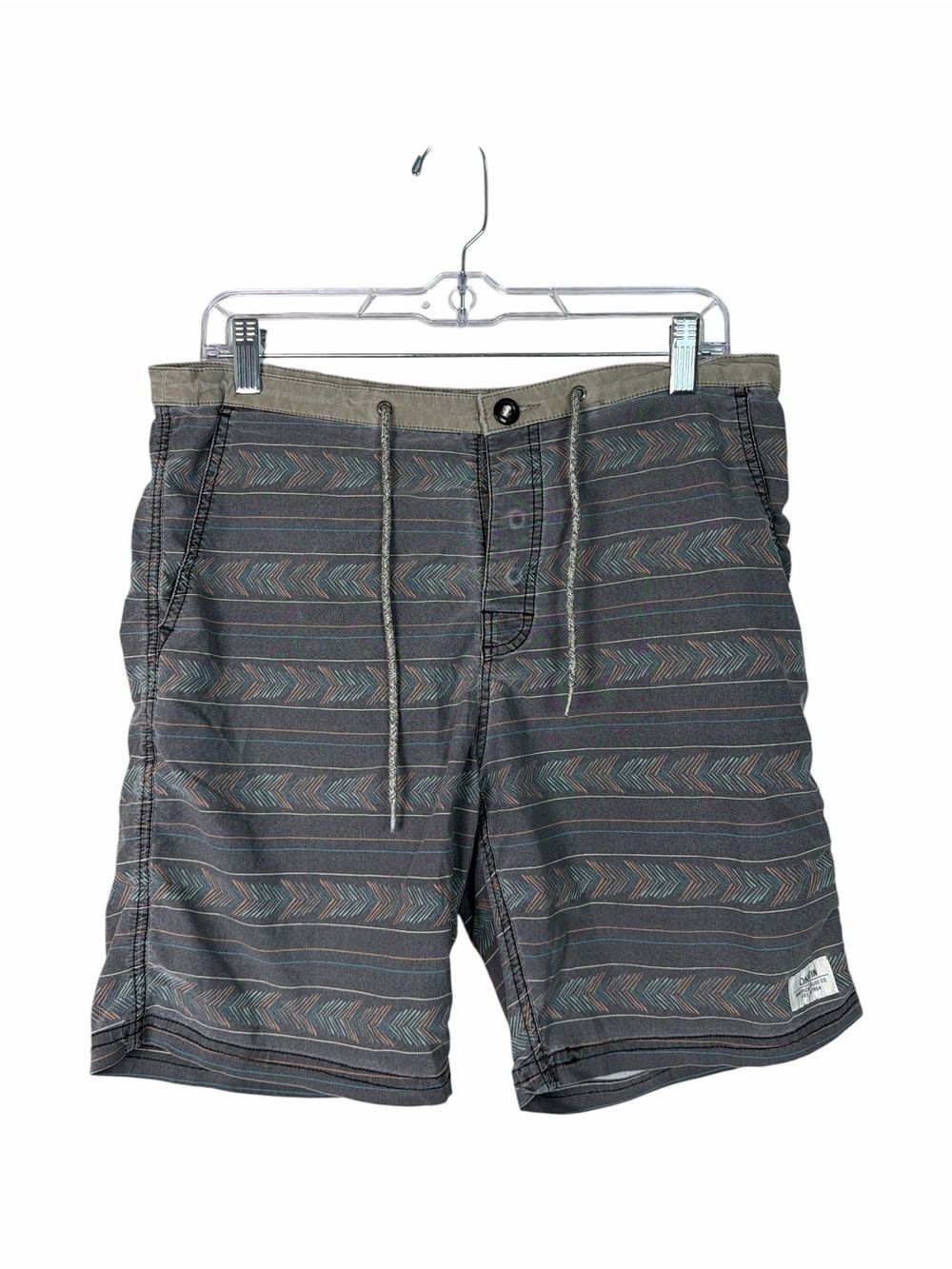 Katin Men’s Board Shorts Gray Tribal Stripe Drawstring Surf Swim Beach Casual